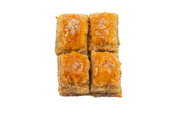 Delicious sweet baklava isolated on white background.
