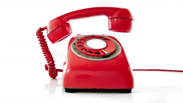 red retro phone ringing of the hook 