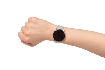Smart watch on woman hand isolated