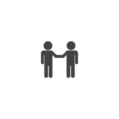 Vector icon two people businessman greet on white isolated background.