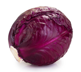 Fresh red cabbage on white background
