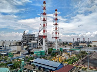 Obraz premium Landscape of Gas and Steam Turbine Generator Plant located at North Jakarta,Indonesia