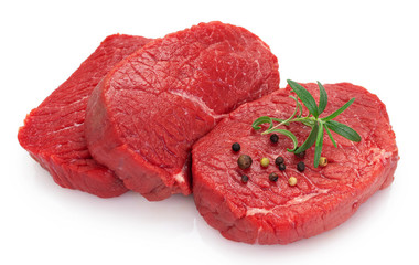 Raw beef meat on white background - 335821625