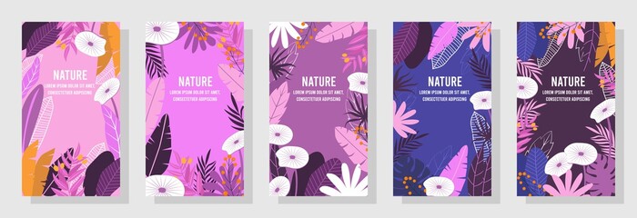 Vector set nature design template or natural cover, Nature background, banner, posters, tropical leaf.