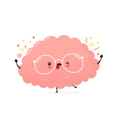 Cute crazy human brain. Vector
