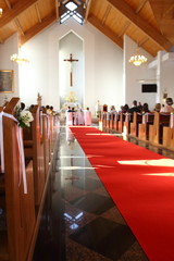 Church prepared for the wedding - obrazy, fototapety, plakaty