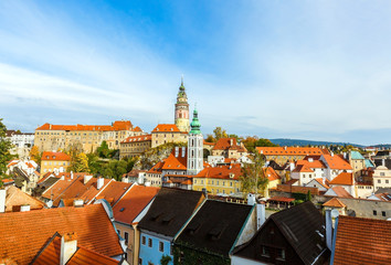 Cityscape of Cesky Krumlov in autumn, Czechia