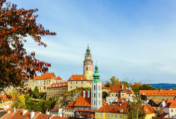 Cityscape of Cesky Krumlov in autumn, Czechia