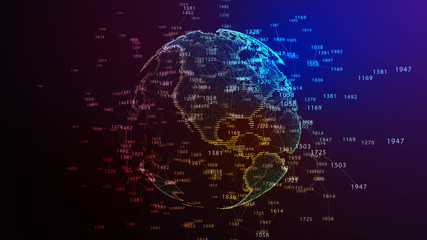 Earth Globe. Background with Light Effect. Global International Connectivity Background. 3D illustration.