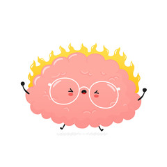 Cute angry human brain. Vector