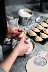 Dumplings with sweet cottage cheese. Cooking process.