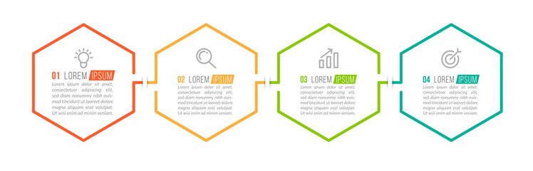 Minimal Business Infographics template. Timeline with 4 steps, options and marketing icons .Vector linear infographic with four conected elements. Can be use for presentation.