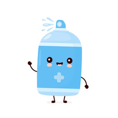 Cute happy smiling antiseptic spray bottle