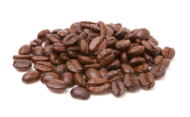 Coffee beans isolated on the white background.