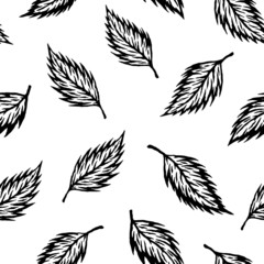 Abstract falling leaves leaf silhouette seamless pattern. Vector illustration for fashion, scrapbook, surface design
