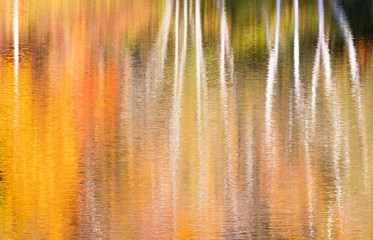The beauty of the lake surface reflected in autumn colors