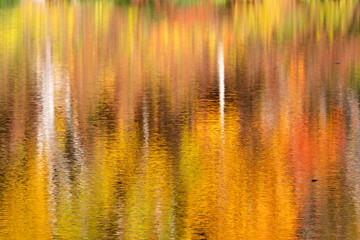 The beauty of the lake surface reflected in autumn colors
