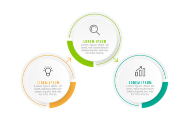 Minimal Business Infographics template. Timeline with 3 steps, options and marketing icons .Vector linear infographic with three conected elements. Can be use for presentation.