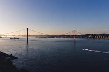 Fototapeta na wymiar Panoramic view over Lisbon, Tagus river, Portuga