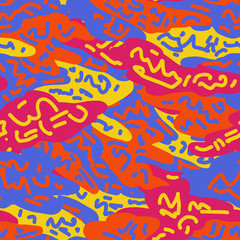 Good for textile fabric design, wrapping paper and website wallpapers. Pattern of retro vintage 80s or 90s style. Memphis abstract seamless pattern background. Memphis style for textile fabric design.