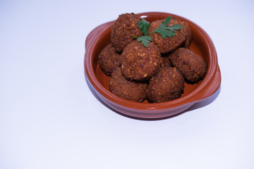 Falafel isolated on white background. Arabic cuisine. Close up view.