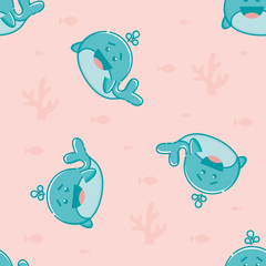 Seamless pattern with linears whales.