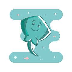 Isolated stingray in linear style.