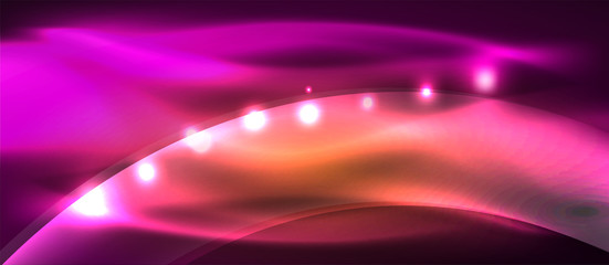 Abstract background. Shiny design neon waves with light effects, techno trendy design. Vector Illustration For Wallpaper, Banner, Background, Card, Book Illustration, landing page