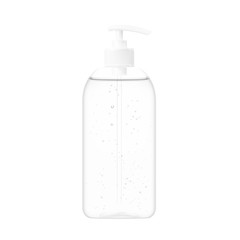 Antibacterial hand sanitizer with dispenser. Realistic vector illustration isolated on white background. Ready for use in your design. EPS10.