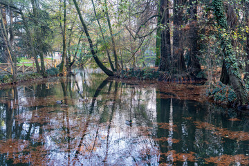 Giardini Montanelli, public park in Milan at fall