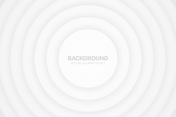 Obraz premium 3D Vector Circles Minimalist White Abstract Background Blurred Effect. Futuristic Technology Light Wallpaper. Clear Blank Business Presentation Backdrop. Colorless Empty Blur Surface Illustration