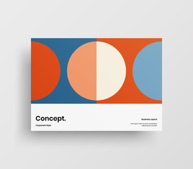 Fototapeta premium Creative business presentation vector A4 horizontal orientation front page mock up. Modern corporate report cover abstract geometric illustration design layout. Company identity brochure template.