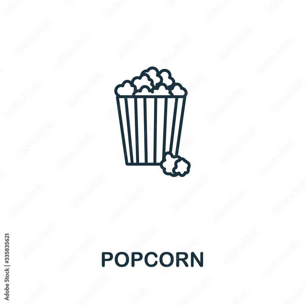 Poster popcorn icon from fastfood collection. simple line element popcorn symbol for templates, web design 