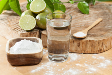 Baking soda - sodium bicarbonate, Water and lemon. 