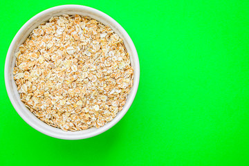 oat flakes cereals oatmeal Menu concept. food background. top view copy space for text keto or paleo diet