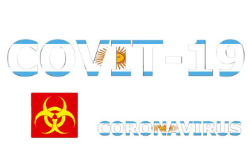 3D Flag of Argentina on a Covit-19 text background.