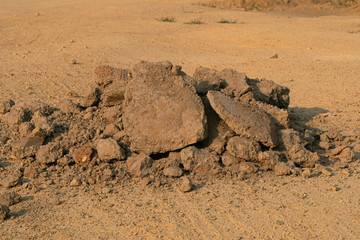 The large sheets of soil were stacked together.