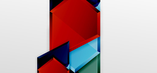 Fototapeta premium Metal glossy shiny geometric shapes with 3d effect composition. Techno futuristic vector abstract background For Wallpaper, Banner, Background, Card, Book Illustration, landing page