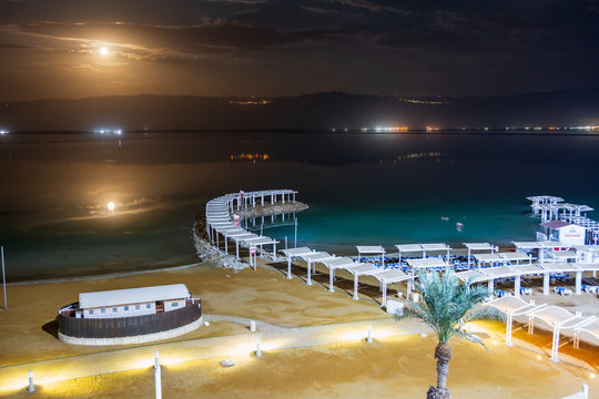 Creative image of the  Dead Sea at night