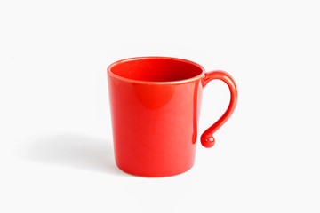 Big red cup in front view isolated on white background with clipping path.