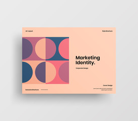 Creative business presentation vector A4 horizontal orientation front page mock up. Modern corporate report cover abstract geometric illustration design layout. Company identity brochure template.