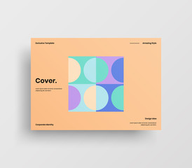 Creative business presentation vector A4 horizontal orientation front page mock up. Modern corporate report cover abstract geometric illustration design layout. Company identity brochure template.