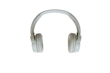 Grey headphones on a white background