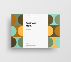 Creative business presentation vector A4 horizontal orientation front page mock up. Modern corporate report cover abstract geometric illustration design layout. Company identity brochure template.