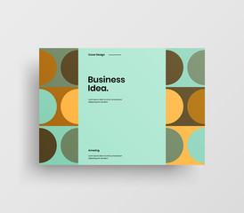 Creative business presentation vector A4 horizontal orientation front page mock up. Modern corporate report cover abstract geometric illustration design layout. Company identity brochure template.