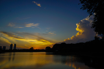 Panoramic sunset view on one beautiful day at Cyberjaya Lake