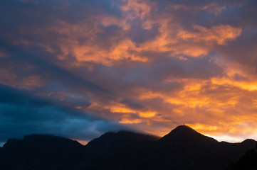 Sunrise over the mountains of the western cape of South africa  - 335837283