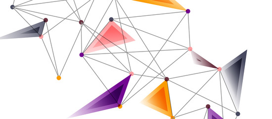 Line points connections, triangular technology design. Abstract geometric background