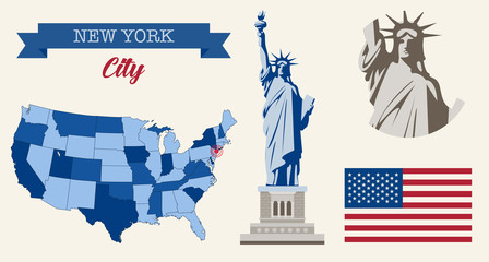 Statue of Liberty. New York landmark and symbol of Freedom and Democracy. Vector © switchpipi