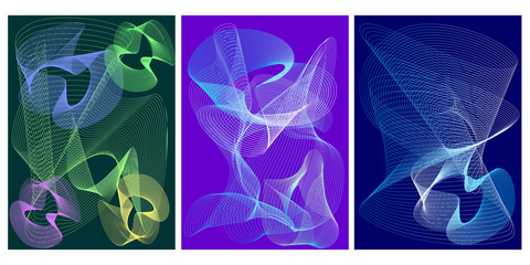 set of abstract linear backgrounds. blue and green